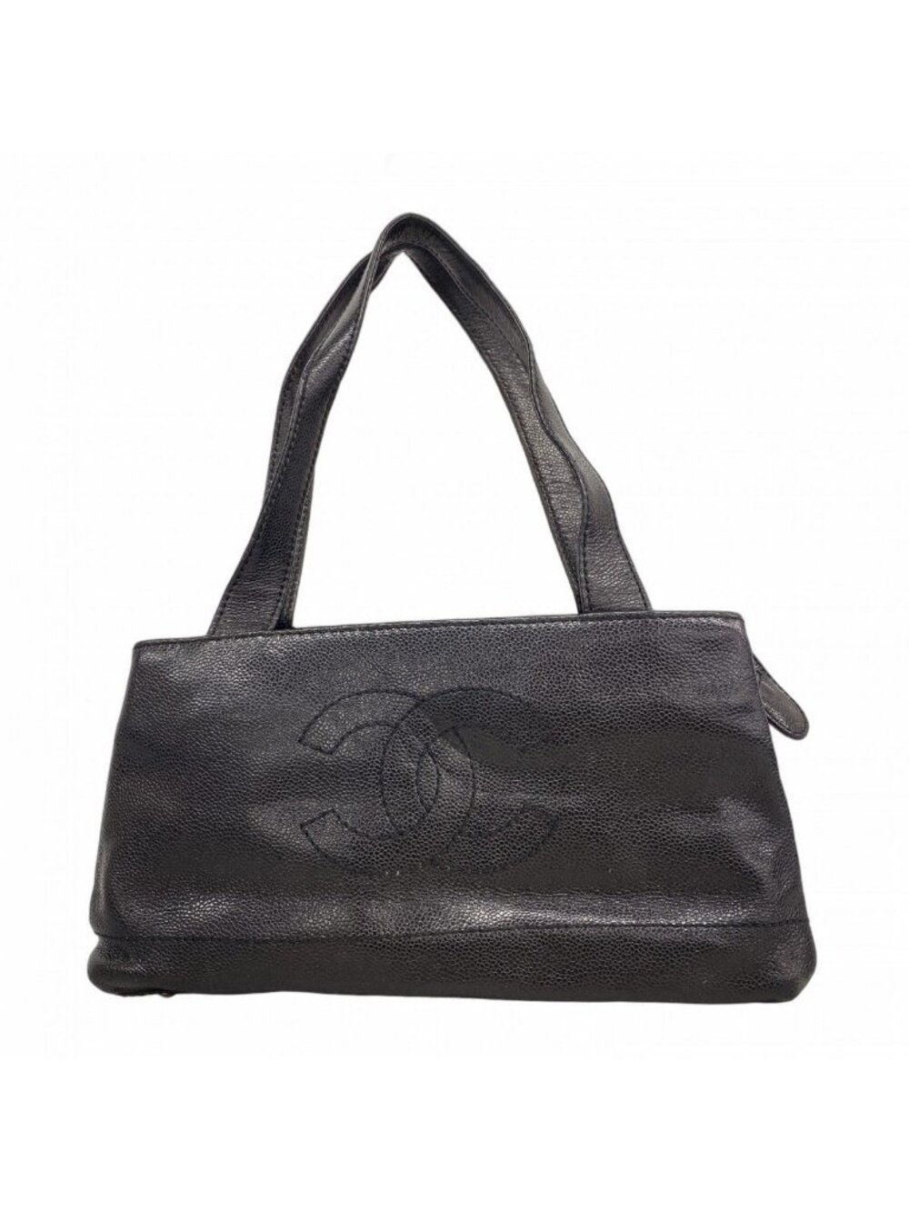 Chanel Handbag Caviar Leather Black Gold
